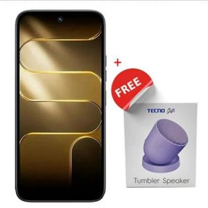 Tecno Spark 50  128GB ROM, 12GB RAM – Large Display –  6700mAh Mega Battery + Headphones – Dual SIM Smartphone. Ink Black + A Tumbler Speaker