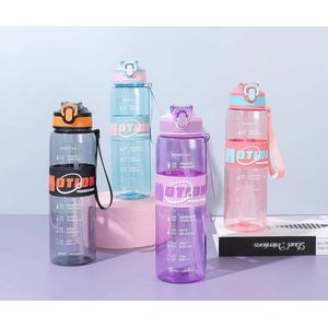 Motion Water Bottle" with motivational time markers. 