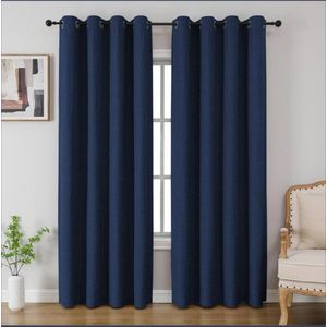 3pcs Plain Curtains  including a net - Blue