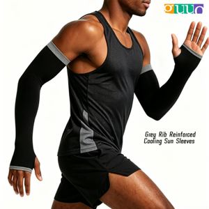 Grey Rib Reinforced Cooling Sun Sleeves UPF50+ Unisex Sports Arm Covers arm sleeves compression sleeves
