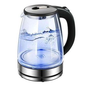 Hoffmans 2L Glass Electric Kettle With LED Blue Light- Silver , Black