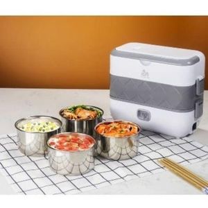 Portable Electric Lunch Box Heating Food Steamer Container, White.