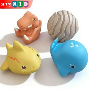 STY 4-Piece Bath Toy Set Cute Cartoon Shapes Safe Non-Toxic Material Floating Bathtub Toys