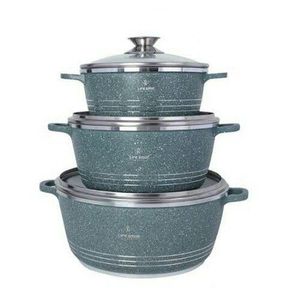 6 Piece Granite Coated Saucepan Cookware Pots -Grey. .