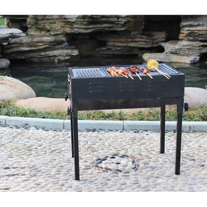 (50.3X 30.9x47.3cm) Barbecue Grill Portable Folding Charcoal Barbecue Desk Tabletop Outdoor Smoker Large BBQ Garden Terrace Camping Travel Hiking Picnics Backpacking Baking Tray Grill- Black