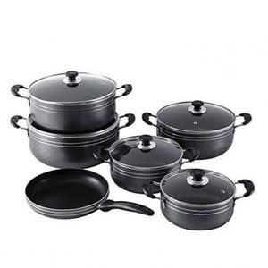 TORNADO Non-Stick Aluminium Cookware Set Of 5 pots And 1 Frying Pan-Black