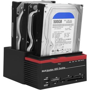 USB 3.0 to SATA Bay Hard Drive Docking Station, 2.5inch 3.5inch USB 3.0 SATA IDE HDD Docking Station, Triple Disk Drive Dock 2.5 3.5in SATA IDE USB3.0 HUB Card Reader (US
