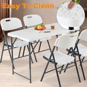 Heavy Duty Portable Plastic Foldable Dining Table With 4 Plastic Foldable Chairs