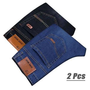 Fashion Fit Stretch Jeans,Men's Casual Designer Jeans-2 Pack-Black/Blue 