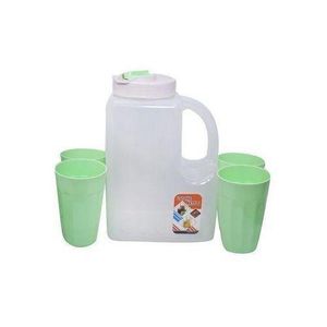 Plastic Water Fridge Bottle 4L -With four plastic glasses.