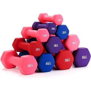 2 Pieces Of Hexagonal Frosted Neoprene Dumbbells Set Hex Cast Iron Anti Roll Hand Weights for Women And Men Arm Pilates Workout, Strength Building, Muscle Training Toning Exercises At Home And Gym