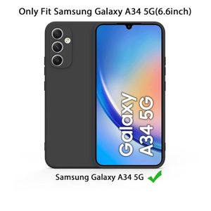 Samsung Galaxy A34 5G Case, Stylish Slim Liquid Silicone Full-Body Protective Cover for Samsung Galaxy A34 5G Phone Case (Black)