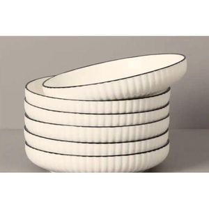 Sundabest 5pcs of White Large Stylish Dinner Plates 8630