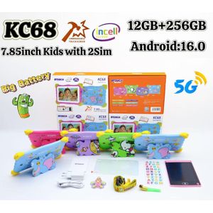 Atouch KC68 Kids Tablet 7.85-Inch Dual Sim 12GB RAM 256GB ROM Android and Shockproof Case - Blue