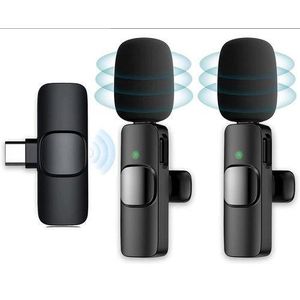 Original Wireless Mic With 2 Microphone For USB-C Phone Video Recording, Interview, Vlog, Auto Sync And Noise Reduction -Black