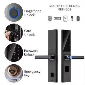 WIFI Tuya Smart App Fingerprint enabled SMART LOCK passcode Cards remote access Door lock