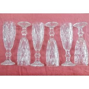 6 Pieces Of Long Diamond Design Wine Glasses-Colorless.