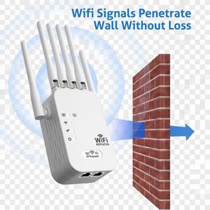 WiFi Extender 300Mbps - Long Range 300M Wireless Signal Booster & Repeater for Home Router, 2.4GHz WiFi Repetidor - 2 LAN Ports - WHITE