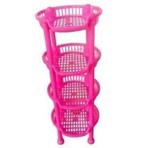 Plastic 1-Kenpoly Ezee Trolley 4 Stack For Kitchen- Multi-color