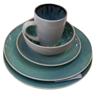 24 Pieces Ceramic Dinnerware Set Of Cups Dinner Plates Soup Bowls And Side Plates-Multicolour