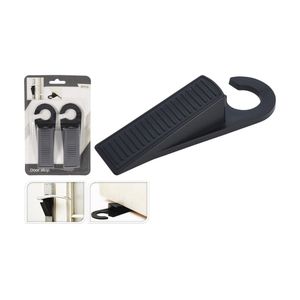 2-piece black rubber door stop set.
