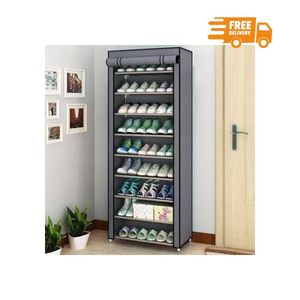 Lindy Single Row 9 Layer Shoe Wardrobe, Grey