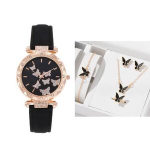 Women Watch set  Analog Quartz Watches Butterfly Jewelry Set Without Box