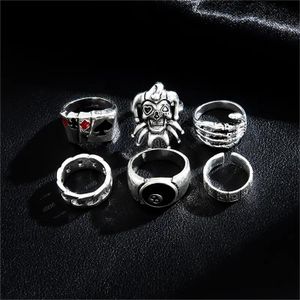 6pcs men's hip hop rings, punk rock rings