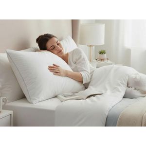 A pair of large fiber soft pillows - white 