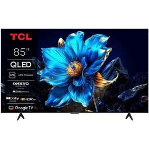TCL 85" Inch Premium QLED Android TV, HDR10+, Google TV, Dolby Vision Atmos, AiPQ Processor, ONKYO 2.1ch, Dolby Vision HDR, Slim & Uni body – Black