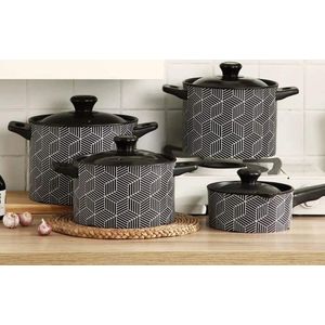 4 Pieces Of Casserole Dish, Health Soup Pot, Household Ceramic Porcelain Clay Pot, High Temperature Resistance, for Saute Fry Steam Braise Bake Broil Simmer Roast, Ideal for Classic Cooking Cast Glazed Flameproof Stockpot Saucepan