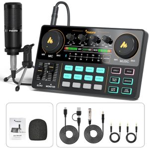 maono Podcast Equipment Bundle Audio mixer All-in-One Podcast Production Studio with 3.5mm Microphone for Live Streaming, Podcast Recording, PC, Smartphone, DJ MaonoCaster Lite (AU-AM200-S1)