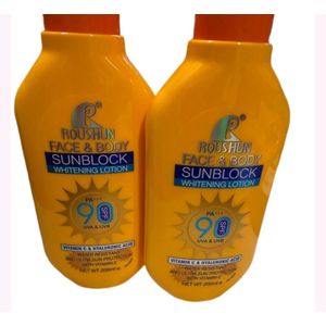 Roushun Sunblock Whitening Face & Body Lotion with vitamin C and hyaluronic UVA UVB SPF90 For Sun Protection -200ml