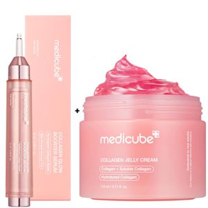 Medicube Collagen Glow Booster Serum with Niacinamide & PDRN + Collagen Jelly Cream. Moisturizes, Brightens, Give a Glass skin Glows, Remove Dark Spots, Hyperpigmentation, Acne, Wrinkles, Fine Lines, Gently Exfoliates, Minimize Pores, Smooths, Soften & Evens