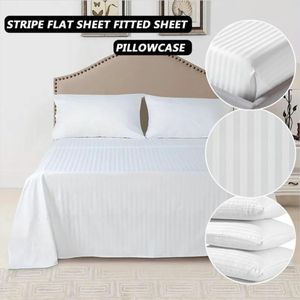 4pcs Egyptian cotton bedsheets- White- with invisiblestripes( 2 bedsheets, 2 pillow cases)