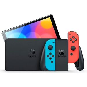 Nintendo Switch 6.2-inch, multi-touch capacitive touch screen,4.5+ Hours of Battery Life ,with Neon Blue and Neon Red JoyCon, 3 Play Styles: TV Mode, Tabletop Mode, Handheld Mode