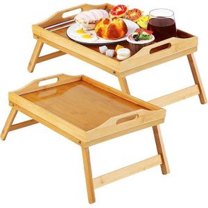  Bed Tray Table Bamboo Breakfast Tray with Folding Legs Kids Serving Platters Tray Lap Desk Snack Tray for Bed Sofa Eating Working