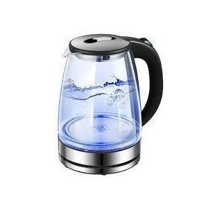 Hoffmans 2L Glass Electric Kettle With LED Blue Light- Silver , Black