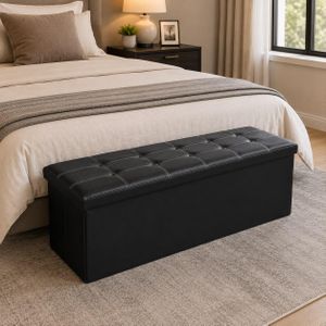 Big Sized Faux Leather Ottoman Storage Box 110cm x 38cm x38cm - Multicolor