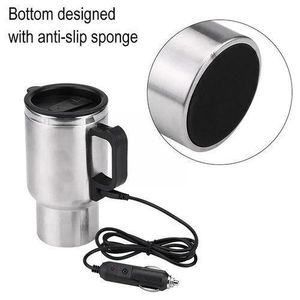 Car Kitty Travel Coffee Cup 12V Electric Heating Mug Stainless Steel Insulation Electric Car Coffee Mug