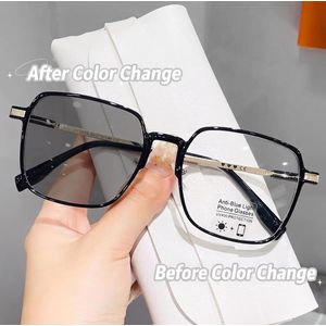 Women's Anti Blue Light Photochromic Eyewear Non-prescription - Black Metal Frame