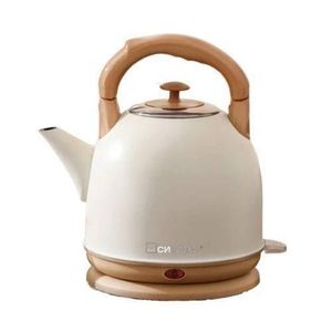 Stylish Retro Electric Kettle with Wood-Grain Accents 