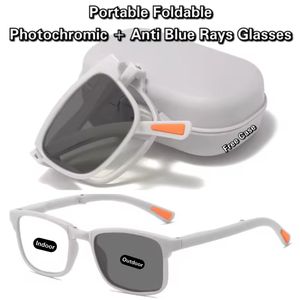 Ultra-light Fashion Portable Foldable Photochromic Reading Glasses Anti-blue Light Radiation-resistant UV-resistant Eyeglasses