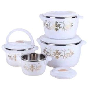 4 Pcs Flowered Insulated Hot Pot Dishes Food Warmer Casseroles -Multi-colour.