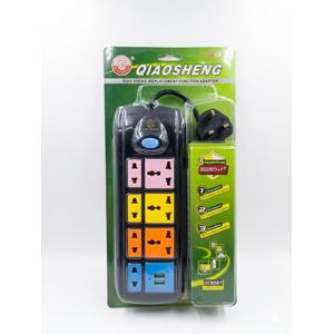 6-Way Multi-Color Extension Socket with 2 USB Ports & Master Switch