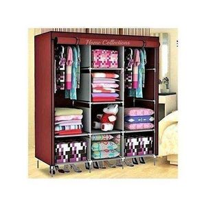 3 Column-Cloth Frame Wardrobe - multicolor, Not Assembled. - Multicolor