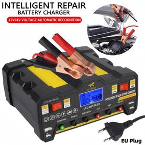 12V/24V Fully Automatic Battery Charger,Car Intelligent Repair Charger,Motorcycle High-Power Battery Charger,Home Storage Battery Charger-EU Plug