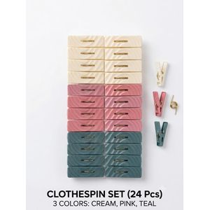 24 Pack Heavy Duty Plastic Clothespins – Non-Slip Laundry Pegs for Clothesline & Drying Racks 3 Colors