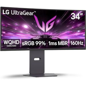 LG 34G600A-B 34-inch Ultragear WQHD (3440 x 1440) Curved Gaming Monitor 160Hz, AMD FreeSync Premium, HDR10, Built-in Speaker, Reader Mode, HDMI 2.1