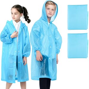 1pcs Rain Ponchos for Kids Reusable,Thickened EVA Travel Raincoat Jacket with Hoods and Sleeves,Lightweight